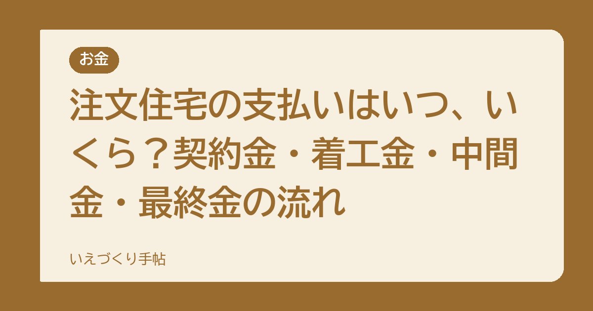 注文住宅の支払いはいつ、いくら？契約金・着工金・中間金・最終金の流れ